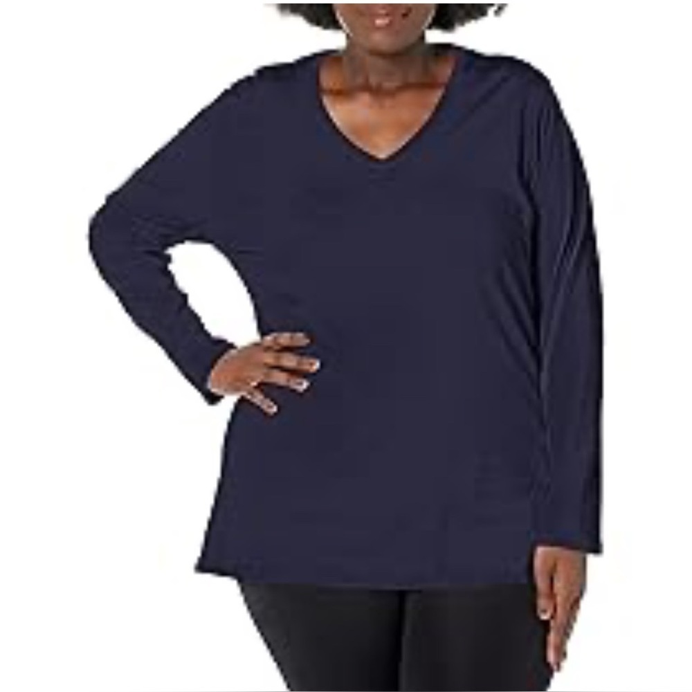 EVRI Everyday Women's Navy V-Neck Tee.   Size-2X